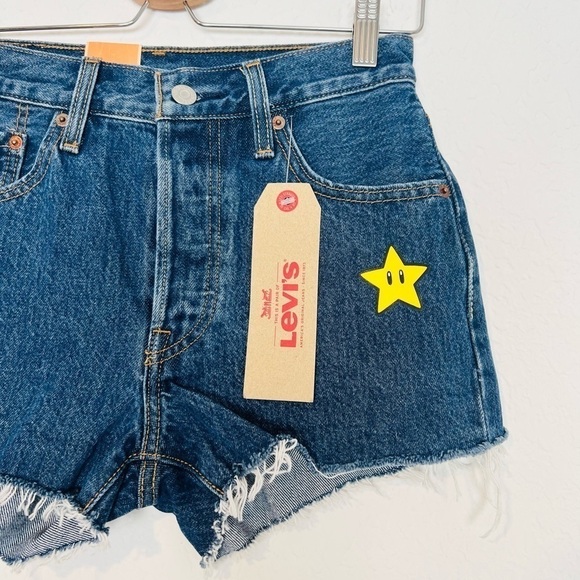 NEW Levi’s Super Mario High Rise Denim Shorts - Picture 4 of 10
